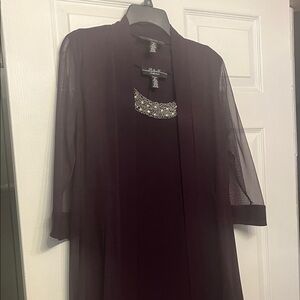 R&M Richards Deep Purple Dress with Embellished Neckline